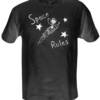 Space Rules (a Bolt Classic!)- White print on a Black shirt- $13