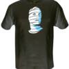 This is a White & Light Blue print on a Black shirt. Sizes S,M,L & XL available.  $18