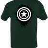 Black/White Print on an Olive Shirt- $15