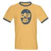 The Luchador craze concludes... for now!  This is a blue print on a blue/mustard ringer. $18 